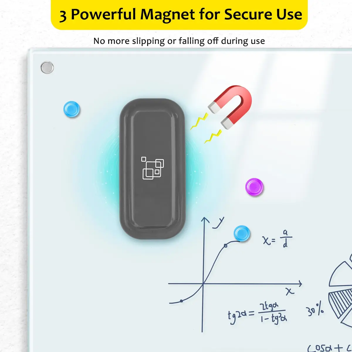 maxtek Magnetic Dry Erase Eraser 2 Pack Gray + White | Strong Magnetic Grip, Washable ABS - view 3
