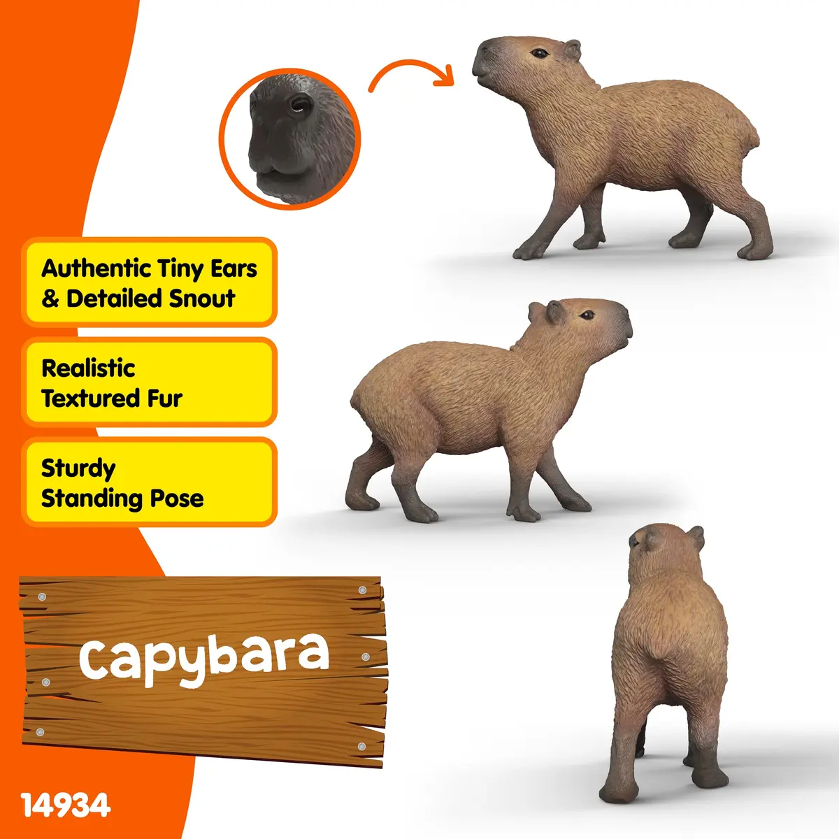 Schleich Capybara Toy Figurine 5.9cm (2.3in) | Realistic Wild Life Animal for Kids Ages 3+ - view 2