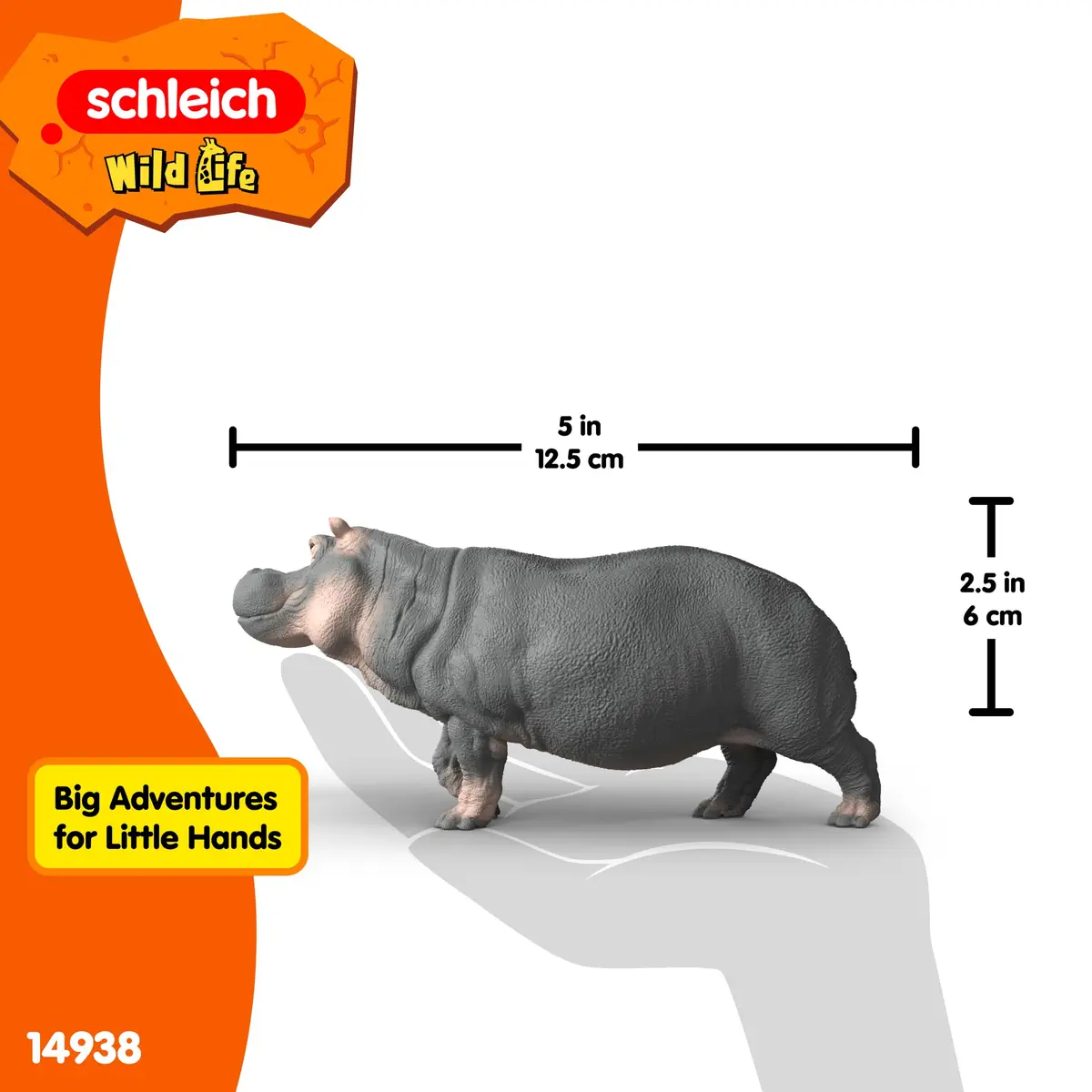 Schleich Hippopotamus Toy Figurine 12.8 cm (5.03 in) | Realistic Wild Life Animal - view 5