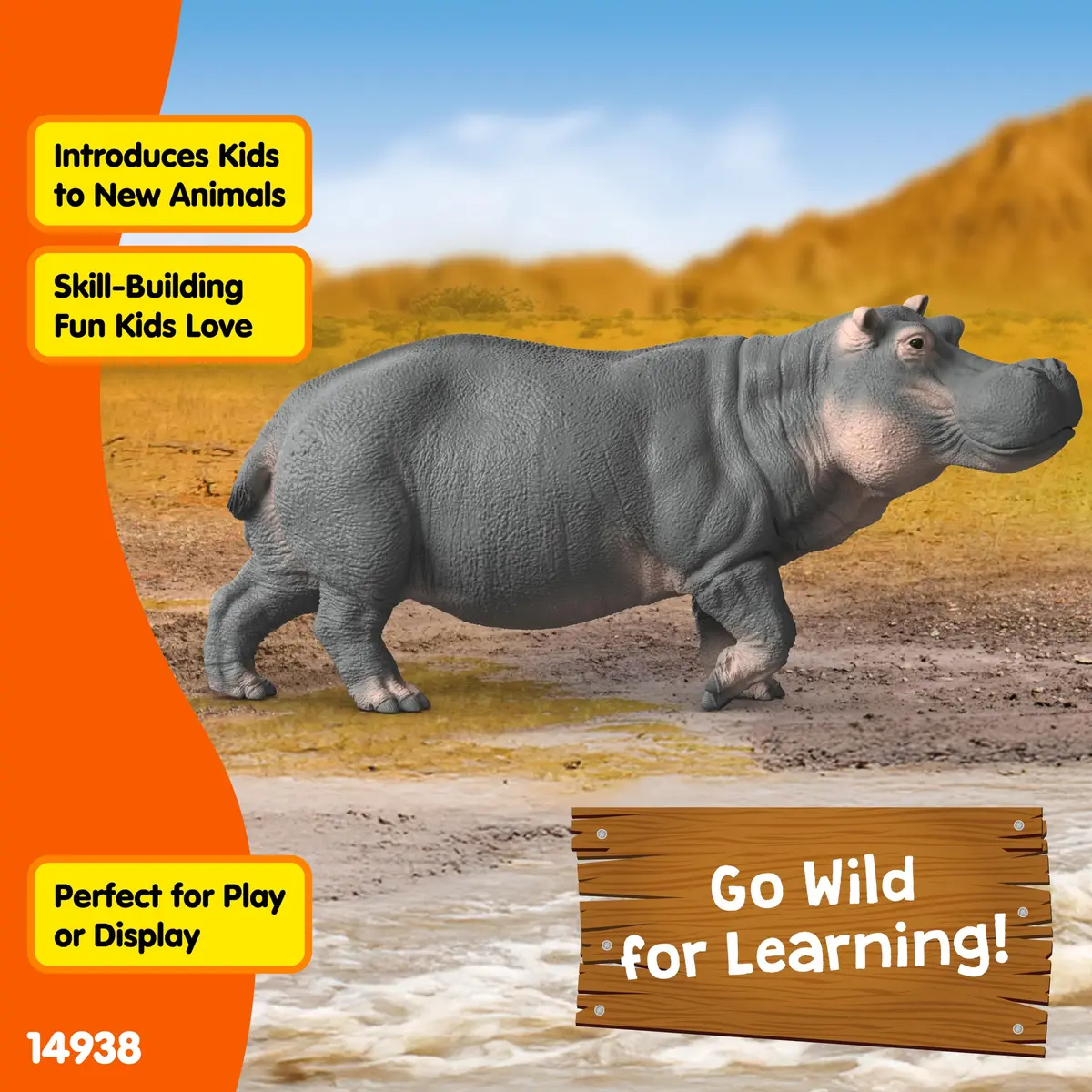 Schleich Hippopotamus Toy Figurine 12.8 cm (5.03 in) | Realistic Wild Life Animal - view 6
