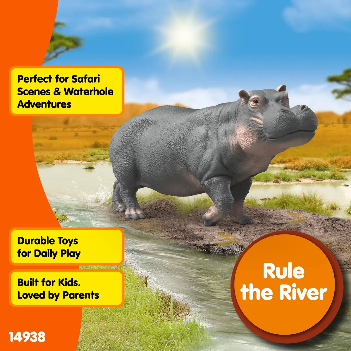 Schleich Hippopotamus Toy Figurine 12.8 cm (5.03 in) | Realistic Wild Life Animal - view 4