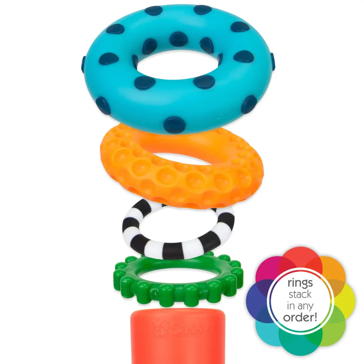 Sassy Stacks of Circles Stacking Ring STEM Learning Toy | 12-Pack, 9 Pieces Each | Age 6-24 Months - view 5