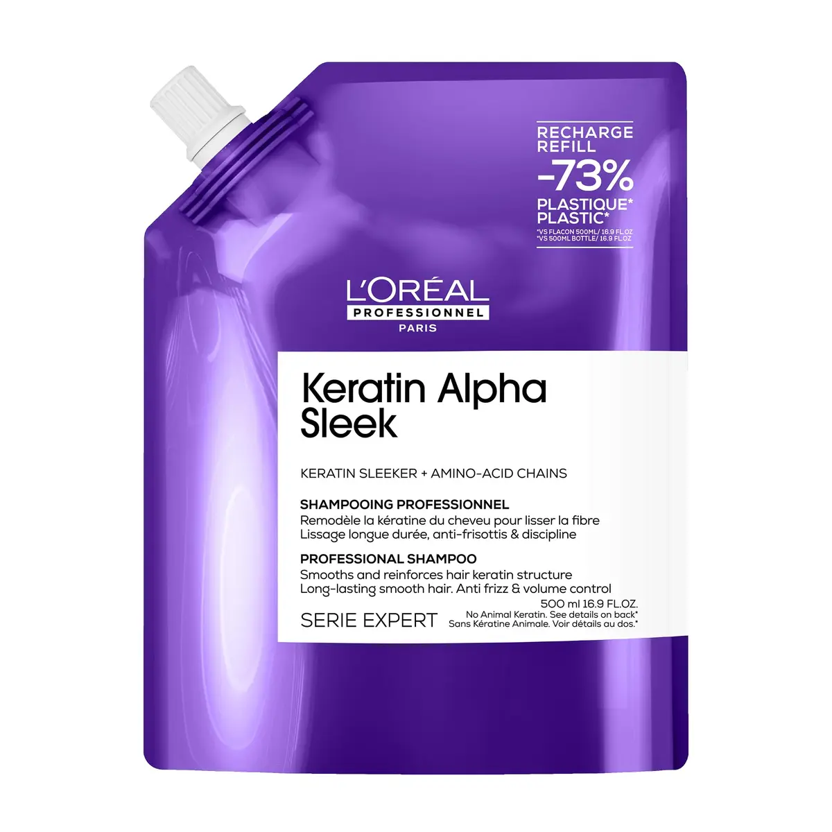 L'Oréal Professionnel Keratin Alpha Sleek Shampoo 18.75 Fl Oz | Frizz Control & Long-Lasting Smoothness - main product image
