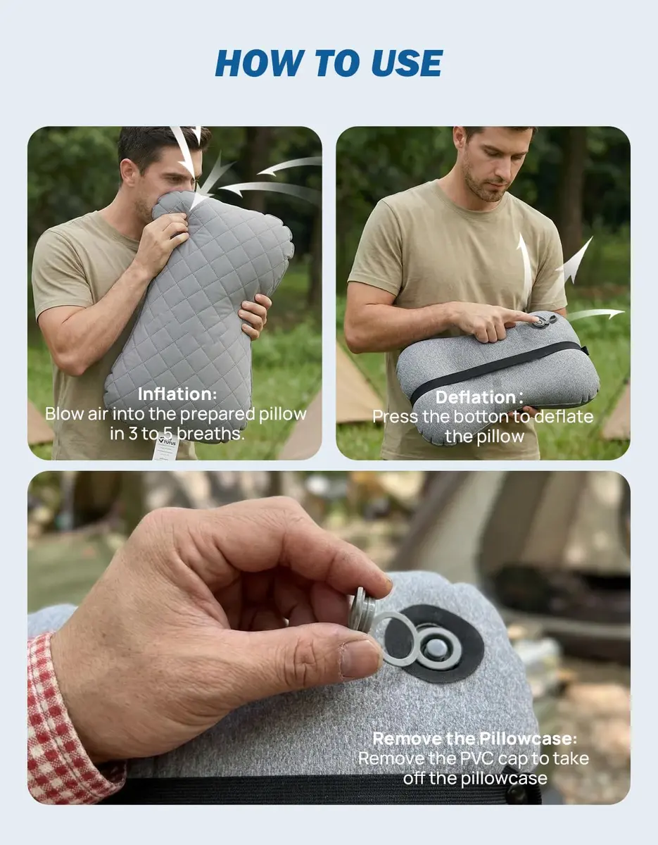 JOYTUTUS Inflatable Camping Pillow Ultralight for Travel, Camping, Hiking | Ergonomic Neck & Lumbar Support - view 8
