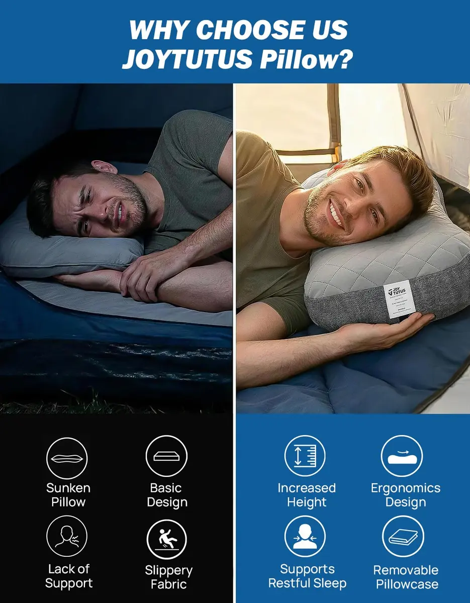 JOYTUTUS Inflatable Camping Pillow Ultralight for Travel, Camping, Hiking | Ergonomic Neck & Lumbar Support - view 2