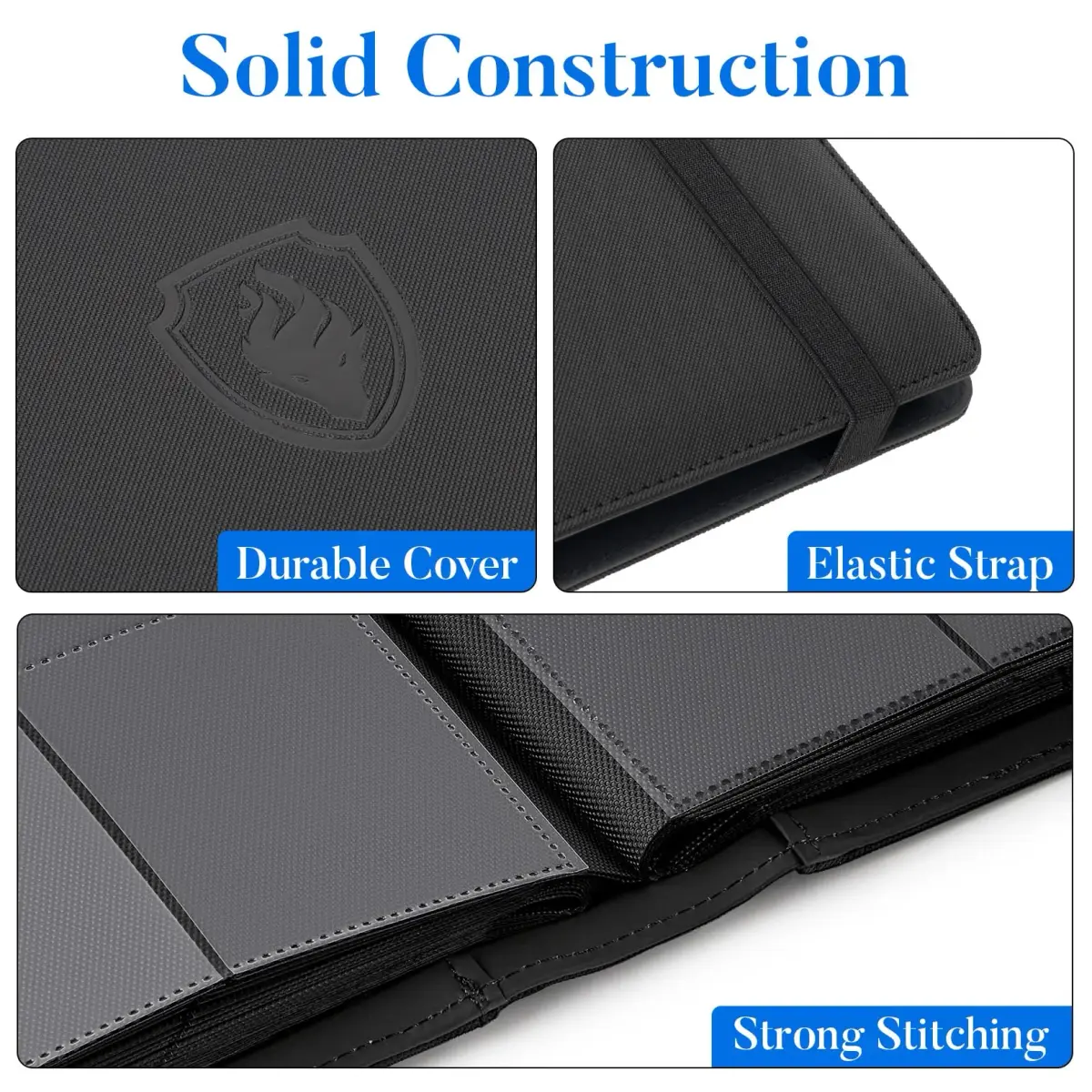 Fabmaker 12 Pocket Trading Card Binder for 912 Cards, PU Cover Card Album | Archival Safe, Water-Resistant, Side Loading - view 2