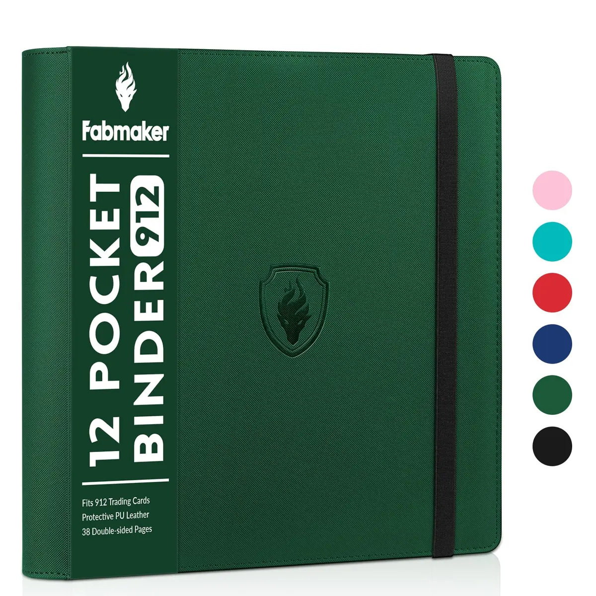 Fabmaker 12 Pocket Trading Card Binder for 912 Cards, Dark Green | Archival Safe & Superior Protection - main product image