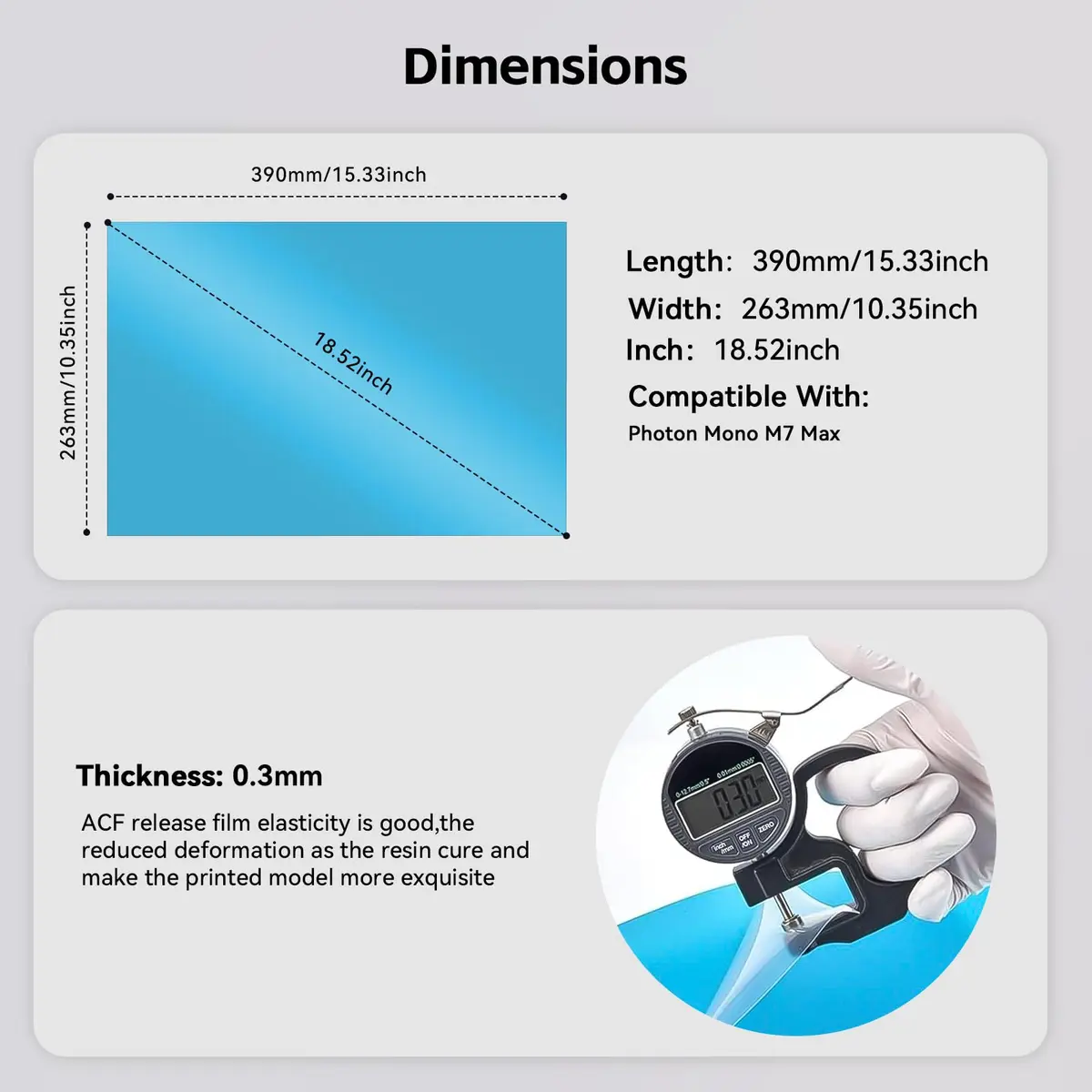 UniTak3D Photon Mono M7 Max ACF Release Film 3Pcs 13.6 Inch | Fast FEP Film for High Speed Printing - view 2