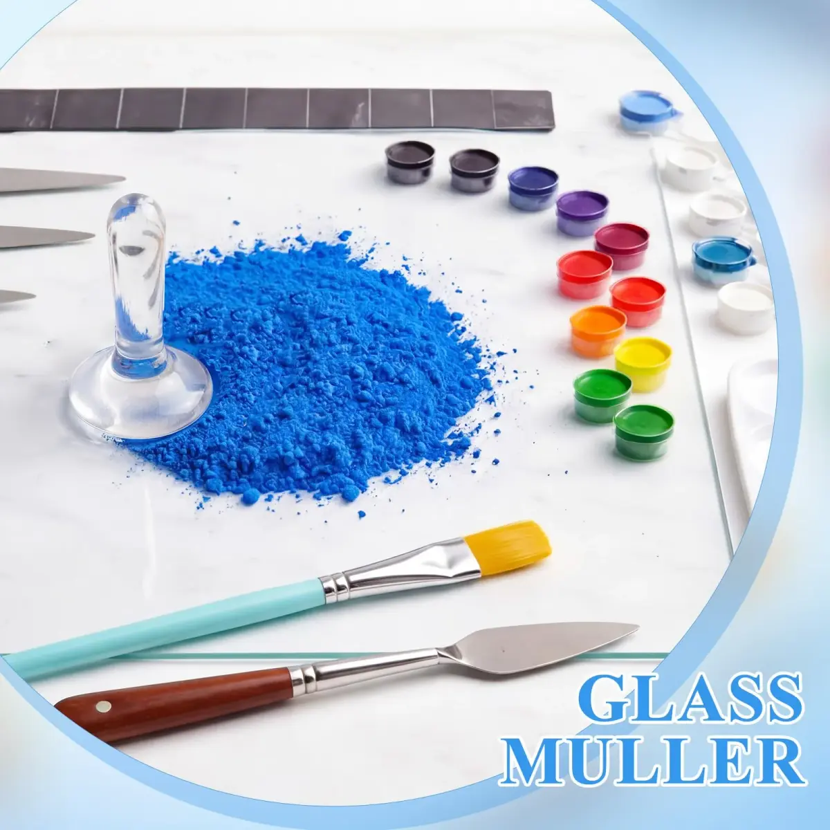 Nuanchu Glass Muller for Paint Making, 4 cm (1.57 in) Flat Bottom Muller Art Tool | For Watercolor, Oil, Tempera - view 2