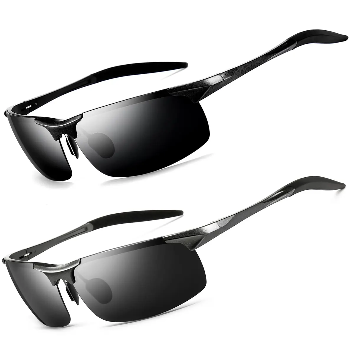 SUNGAIT Men's HD Polarized Sunglasses for Driving Cycling Running UV400 (Gunmetal/Gray & Black/Gray) | Lightweight Metal Frame - main product image