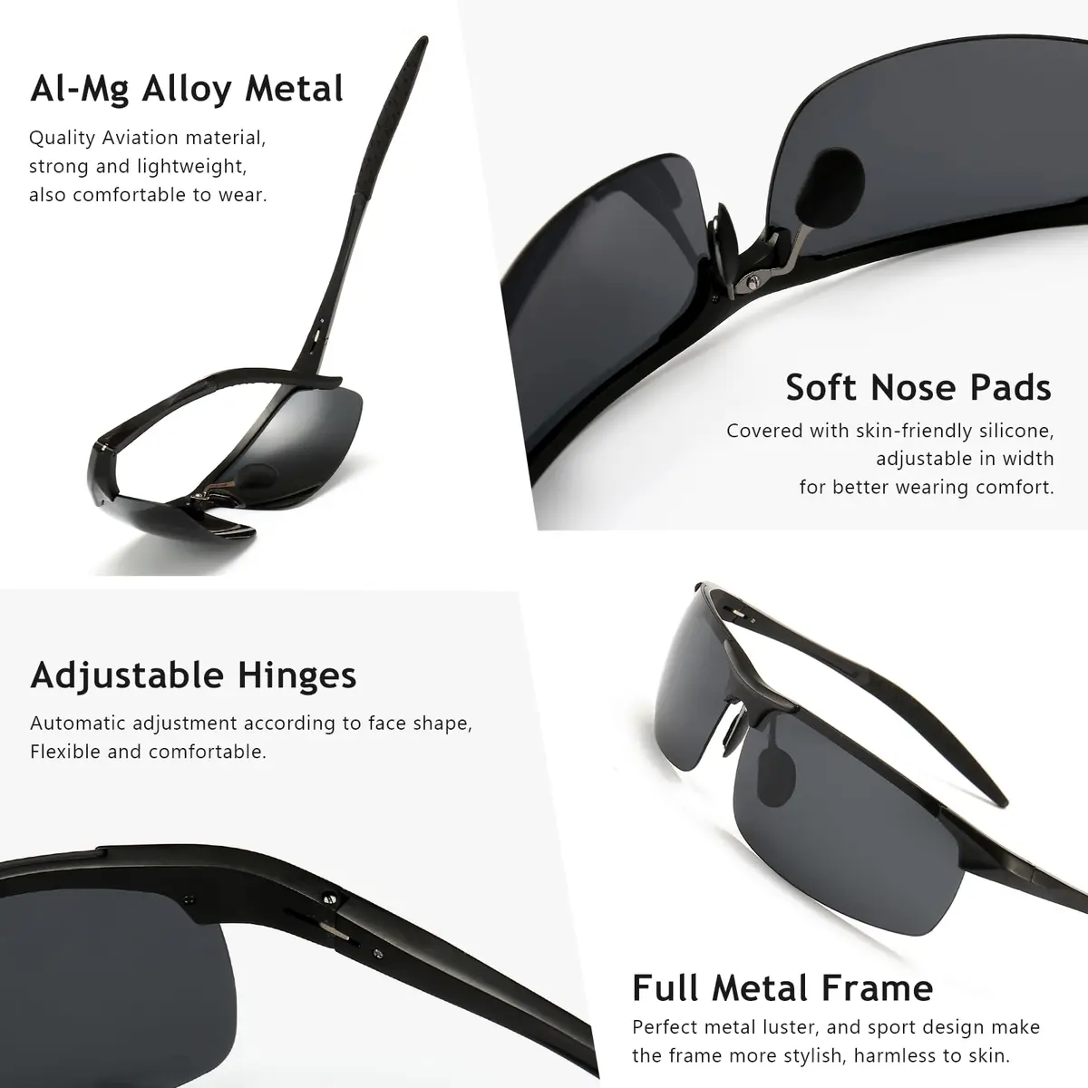 SUNGAIT Men's HD Polarized Sunglasses for Driving Cycling Running UV400 (Gunmetal/Gray & Black/Gray) | Lightweight Metal Frame - view 3