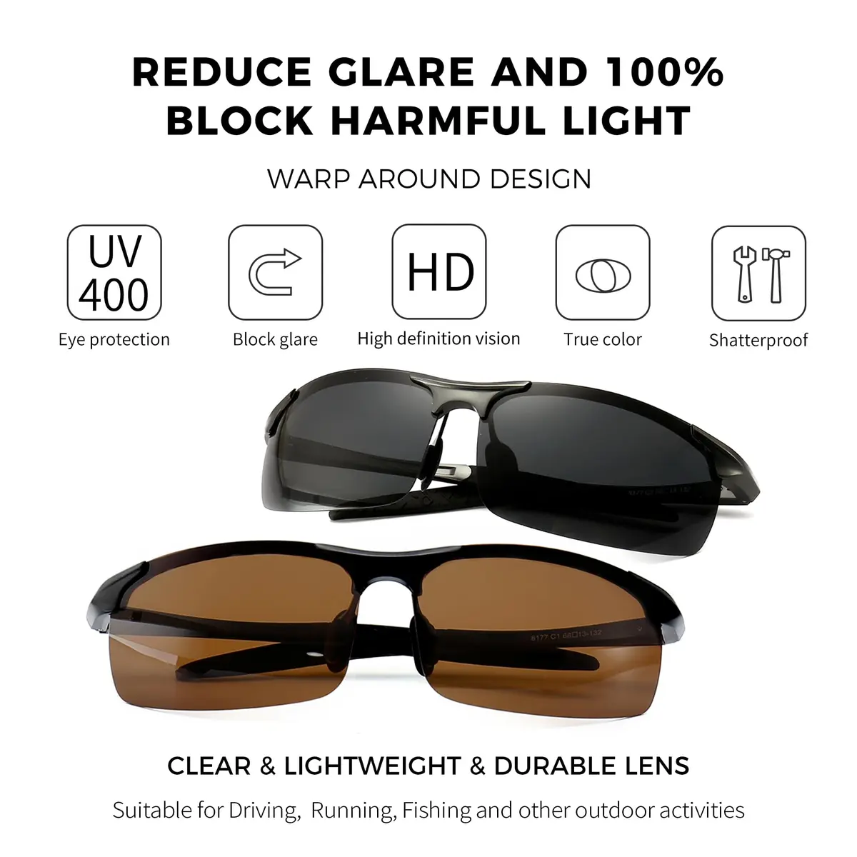 SUNGAIT Men's HD Polarized Sunglasses for Driving & Outdoor Activities | UV400 Protection, Lightweight Metal Frame - view 2