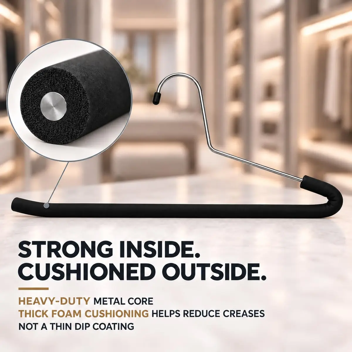 Huji Reversed Hook Heavy Duty Metal Pants Hangers 15.5" | Extra Long, Non-Slip, Wrinkle-Free (Reversed Hook, Set of 10) - view 5