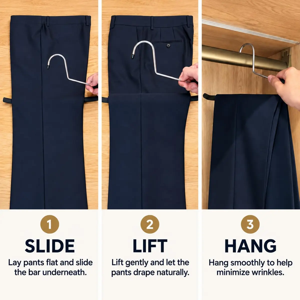 Huji Reversed Hook Heavy Duty Metal Pants Hangers 15.5" | Extra Long, Non-Slip, Wrinkle-Free (Reversed Hook, Set of 10) - view 4