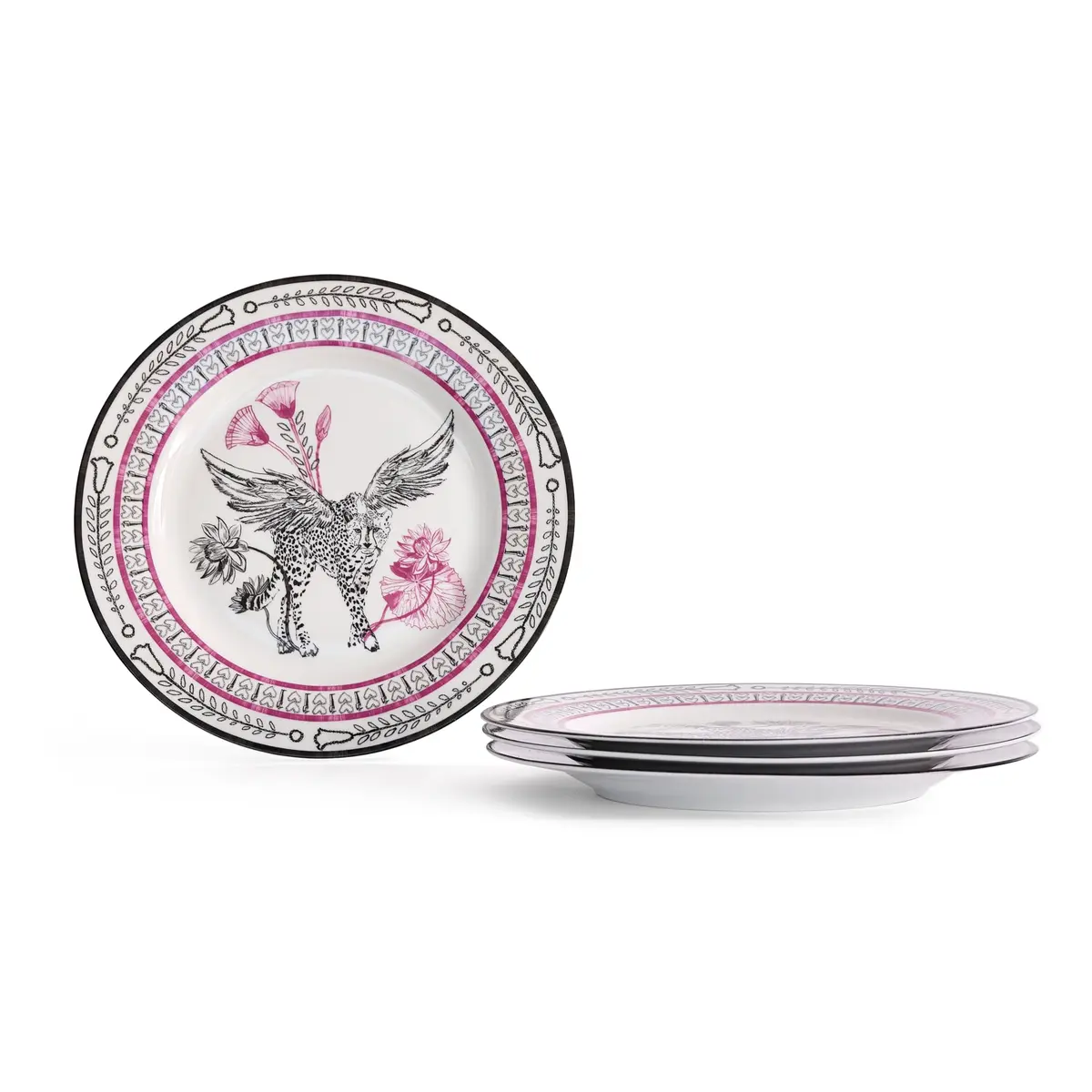 Marchesa Serengeti 4-Piece Dinner Plate Set Porcelain | Eclectic Romanticism & Playful Sophistication (70-120 chars) - main product image