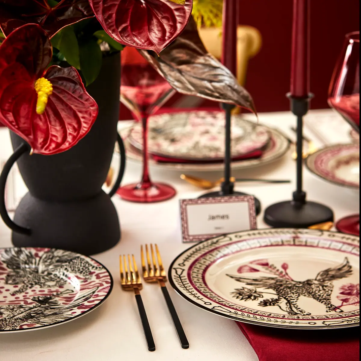 Marchesa Serengeti 4-Piece Dinner Plate Set Porcelain | Eclectic Romanticism & Playful Sophistication (70-120 chars) - view 4