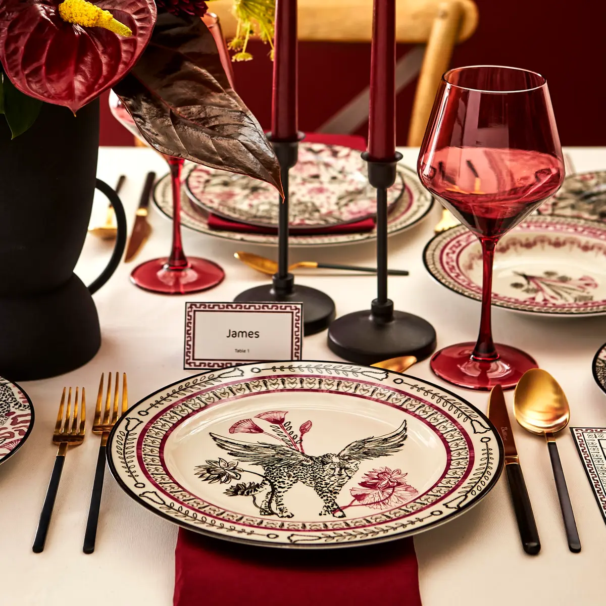 Marchesa Serengeti 4-Piece Dinner Plate Set Porcelain | Eclectic Romanticism & Playful Sophistication (70-120 chars) - view 5