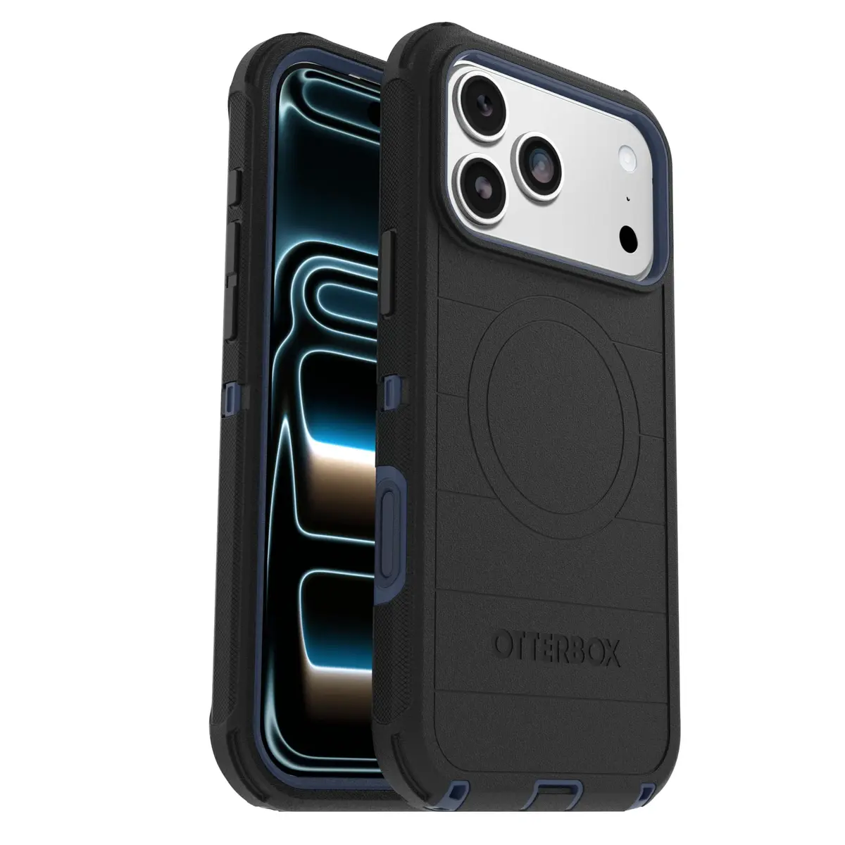 OtterBox Defender Series Case for iPhone 17 Pro Max - Rugged & Durable, Black Shadow (Black & Blue) | MagSafe Compatible - main product image