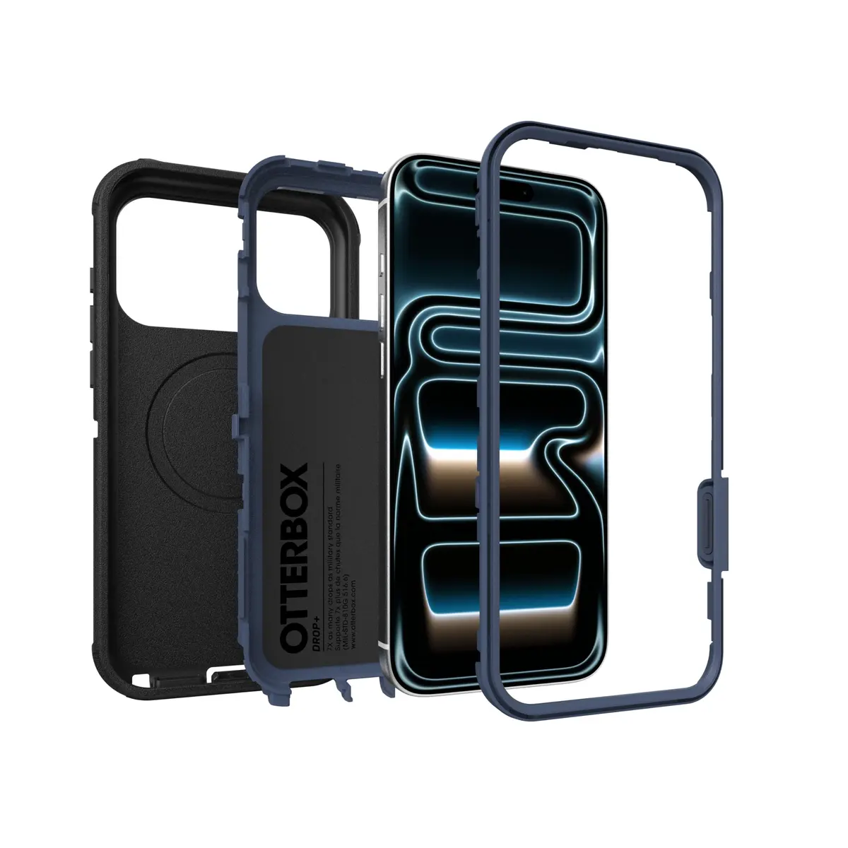 OtterBox Defender Series Case for iPhone 17 Pro Max - Rugged & Durable, Black Shadow (Black & Blue) | MagSafe Compatible - view 5