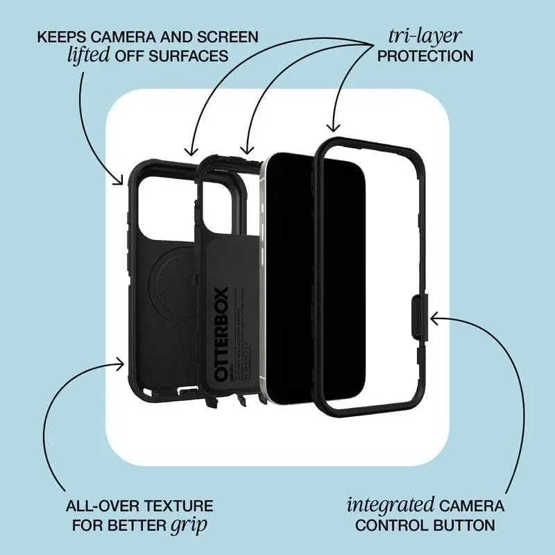 OtterBox Defender Series Case for iPhone 17 Pro Max - Rugged & Durable, Black Shadow (Black & Blue) | MagSafe Compatible - view 7