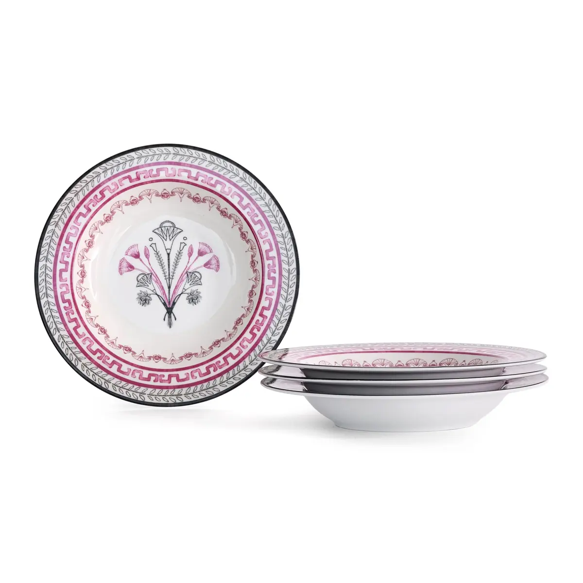 Marchesa Serengeti 4-Piece Porcelain Pasta Bowl Set | Modern Serengeti Motif, Dishwasher & Microwave Safe - main product image