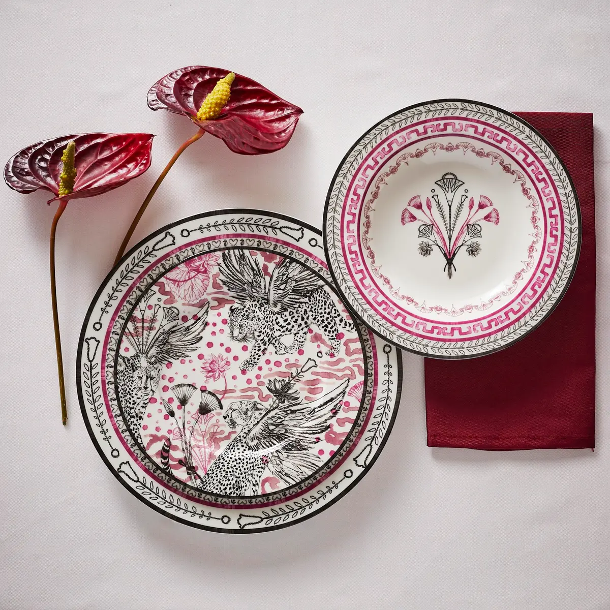 Marchesa Serengeti 4-Piece Porcelain Pasta Bowl Set | Modern Serengeti Motif, Dishwasher & Microwave Safe - view 3