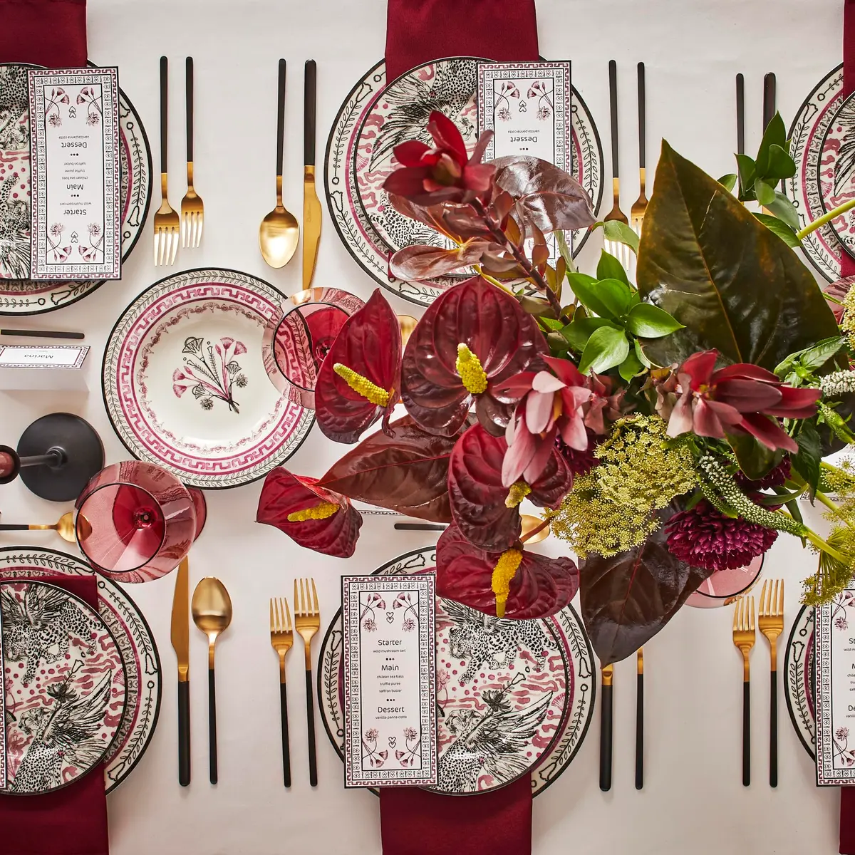 Marchesa Serengeti 4-Piece Porcelain Pasta Bowl Set | Modern Serengeti Motif, Dishwasher & Microwave Safe - view 4