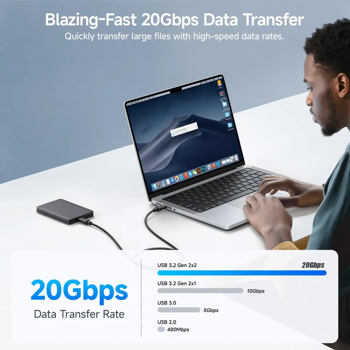 Cable Matters 2-Pack 20Gbps USB-C to USB-C Monitor Cable, 0.9m (3ft) | 8K Video, 240W Charging, 20Gbps Data - view 2