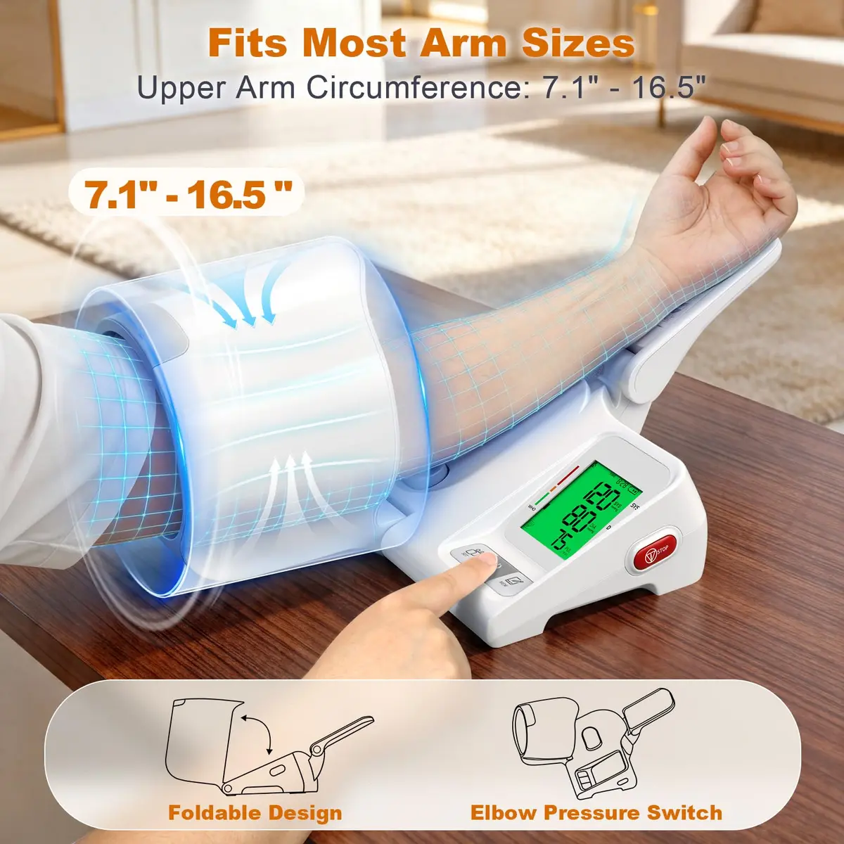 52HZ Barrel-Type Upper Arm Blood Pressure Monitor, Fits 7.1"-16.5" | FDA-Cleared Accuracy ±3mmHg - view 4