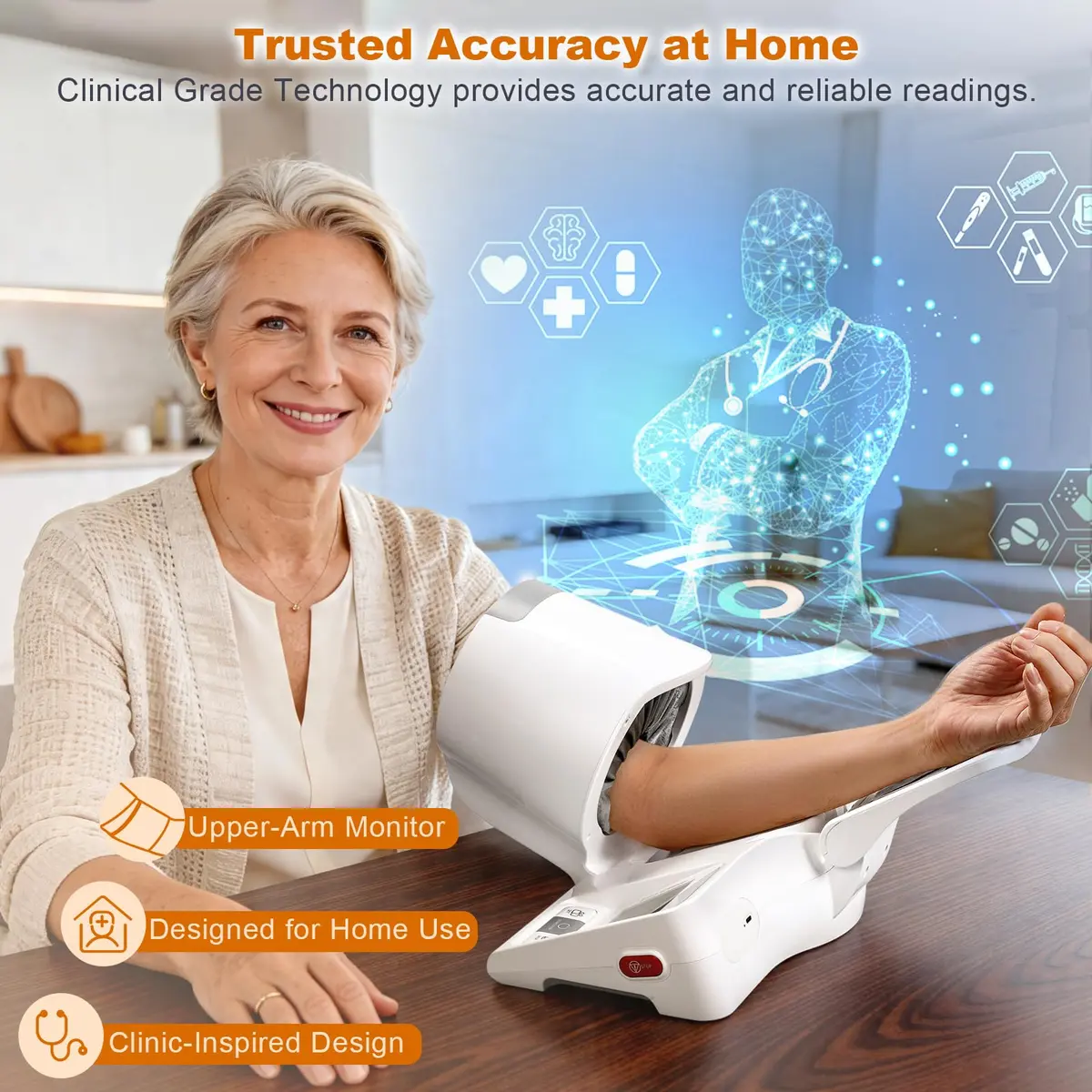 52HZ Barrel-Type Upper Arm Blood Pressure Monitor, Fits 7.1"-16.5" | FDA-Cleared Accuracy ±3mmHg - view 6
