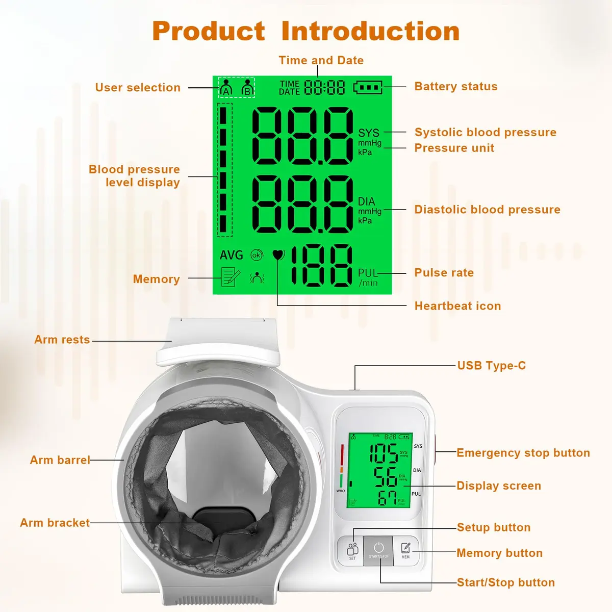 52HZ Barrel-Type Upper Arm Blood Pressure Monitor, Fits 7.1"-16.5" | FDA-Cleared Accuracy ±3mmHg - view 9
