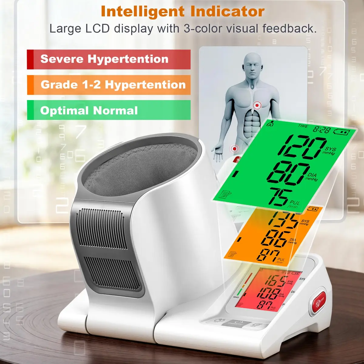 52HZ Barrel-Type Upper Arm Blood Pressure Monitor, Fits 7.1"-16.5" | FDA-Cleared Accuracy ±3mmHg - view 3