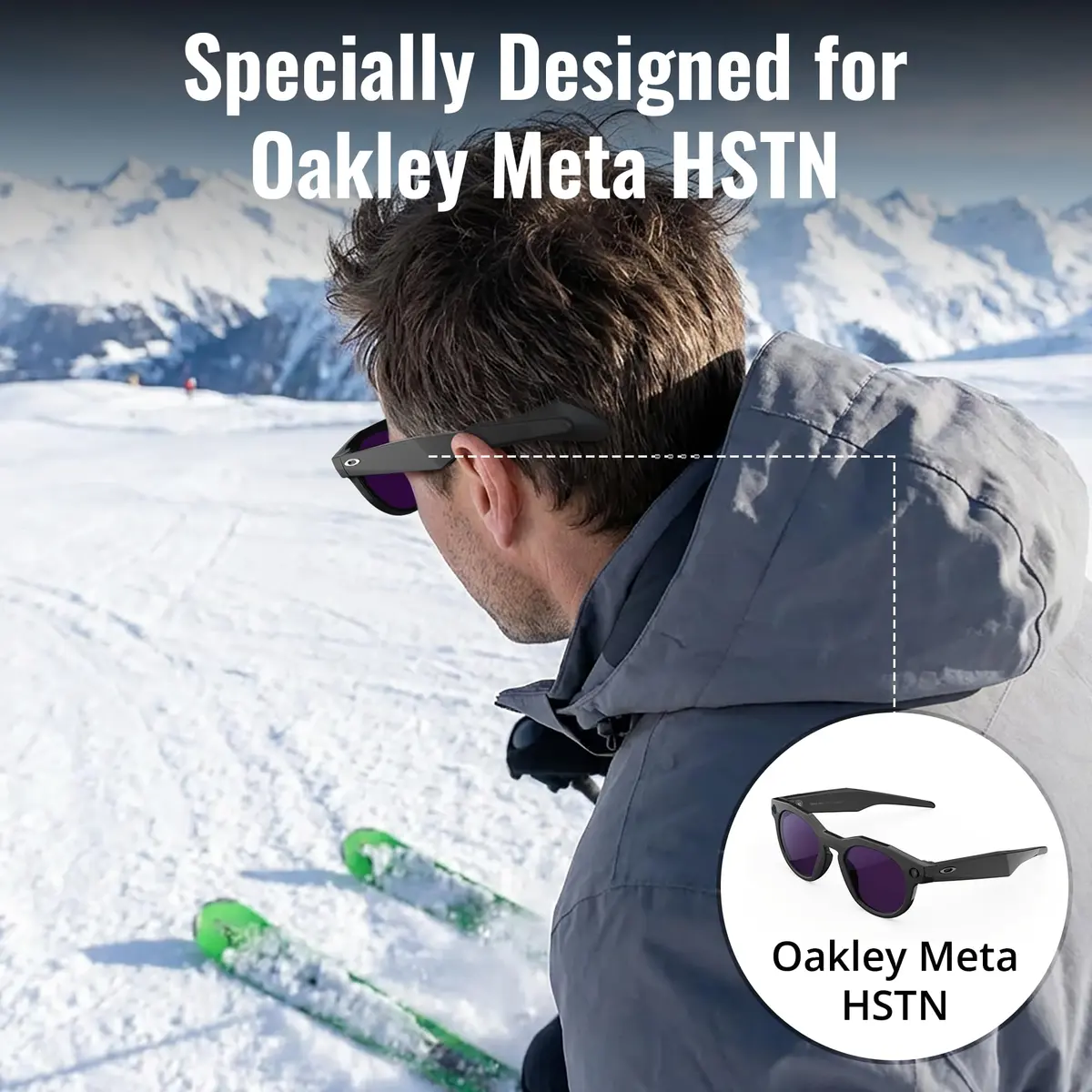 RCstyle Eyeglass Ear Grip for Oakley Meta HSTN Smart Glasses (Black) | Anti-Slip Silicone Ear Cushion - view 2