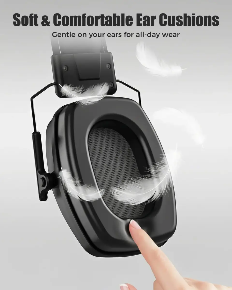 ProCase Noise Cancelling Earmuffs SNR 29dB, Black | Adjustable Soundproof Ear Defenders for Autism Sensory, Work, Shooting, Construction, Mowing - view 5