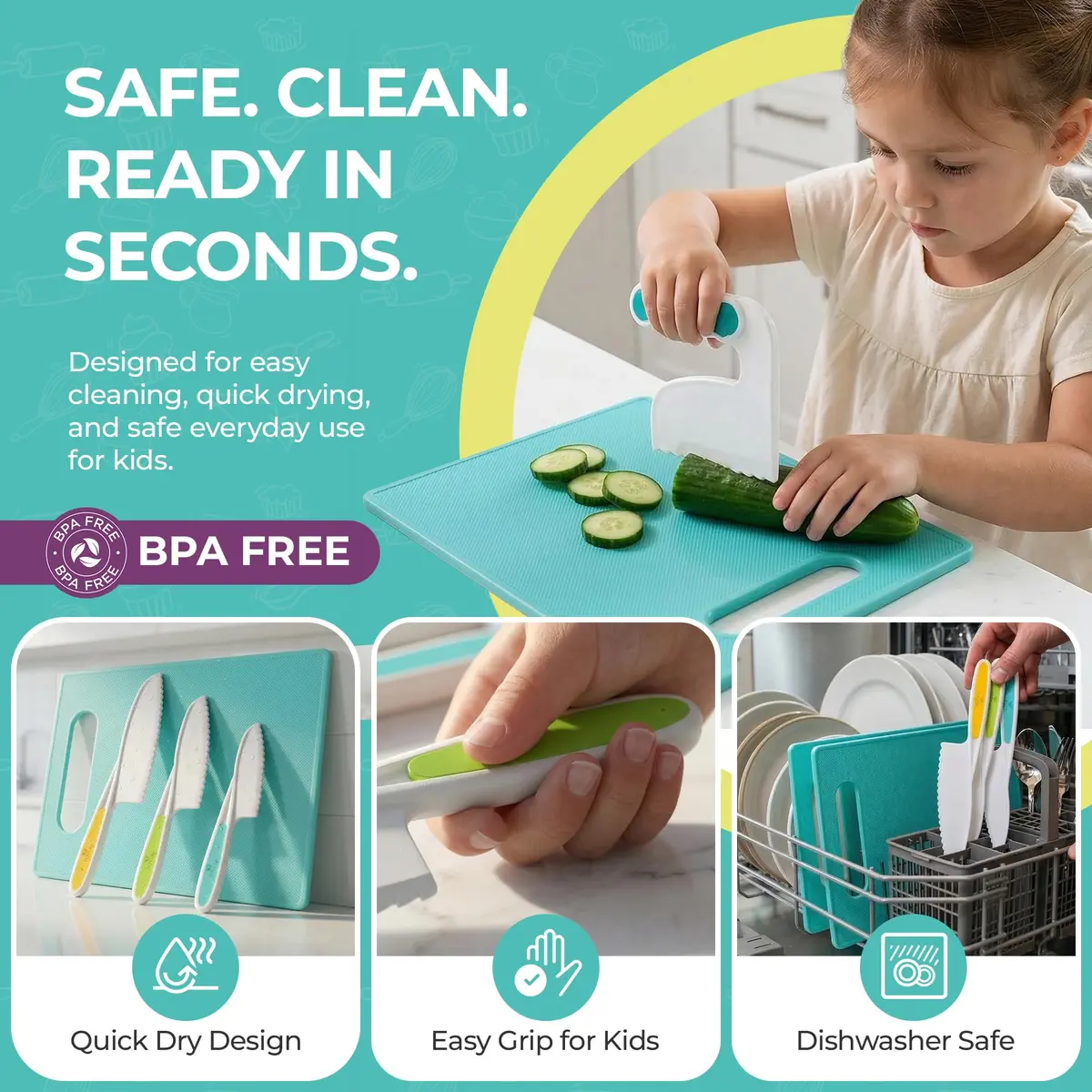 Tovla Jr. Kids Safe Knife Set for Real Cooking | Toddler Tools | Ages 4-12 | 5-Piece Set - view 5