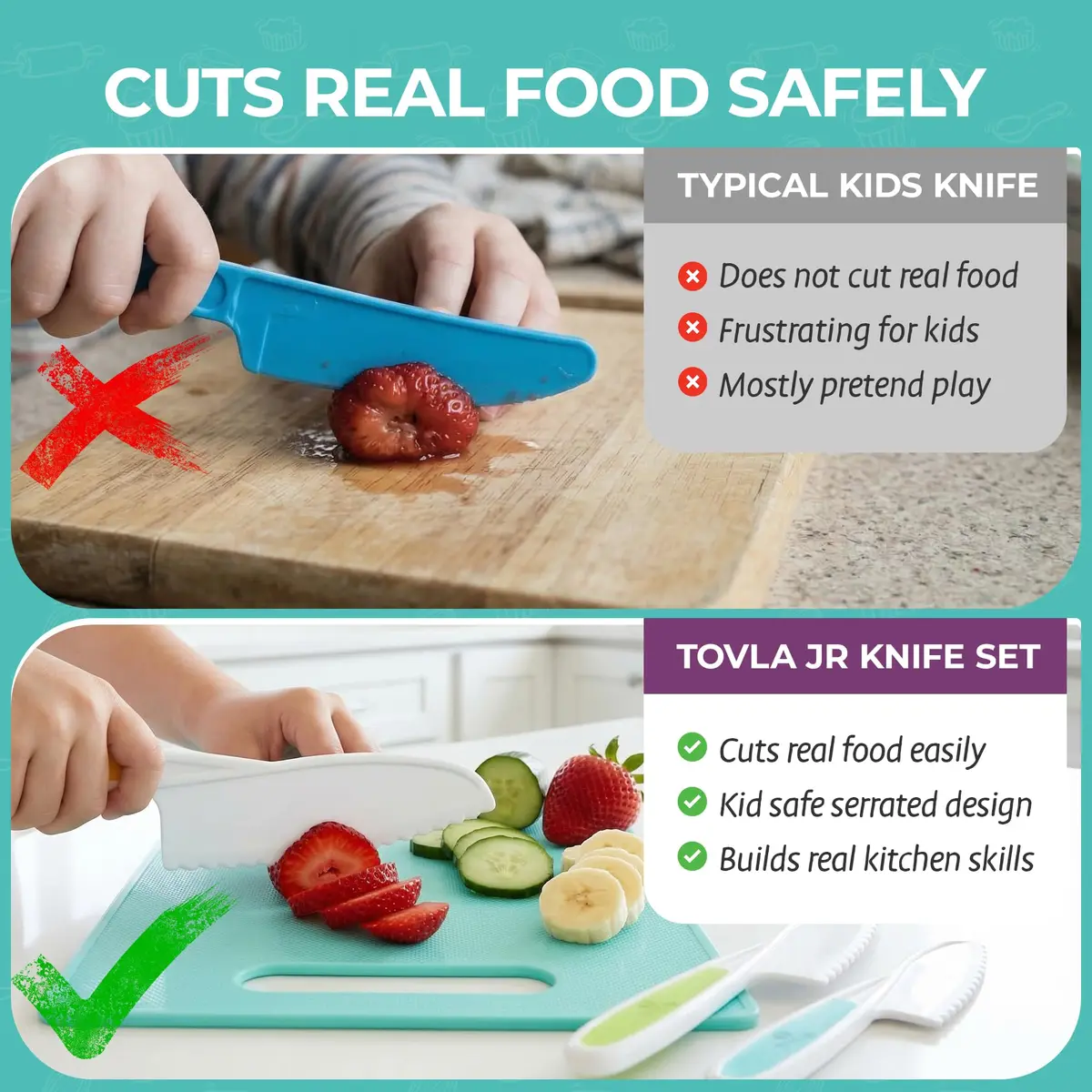 Tovla Jr. Kids Safe Knife Set for Real Cooking | Toddler Tools | Ages 4-12 | 5-Piece Set - view 6