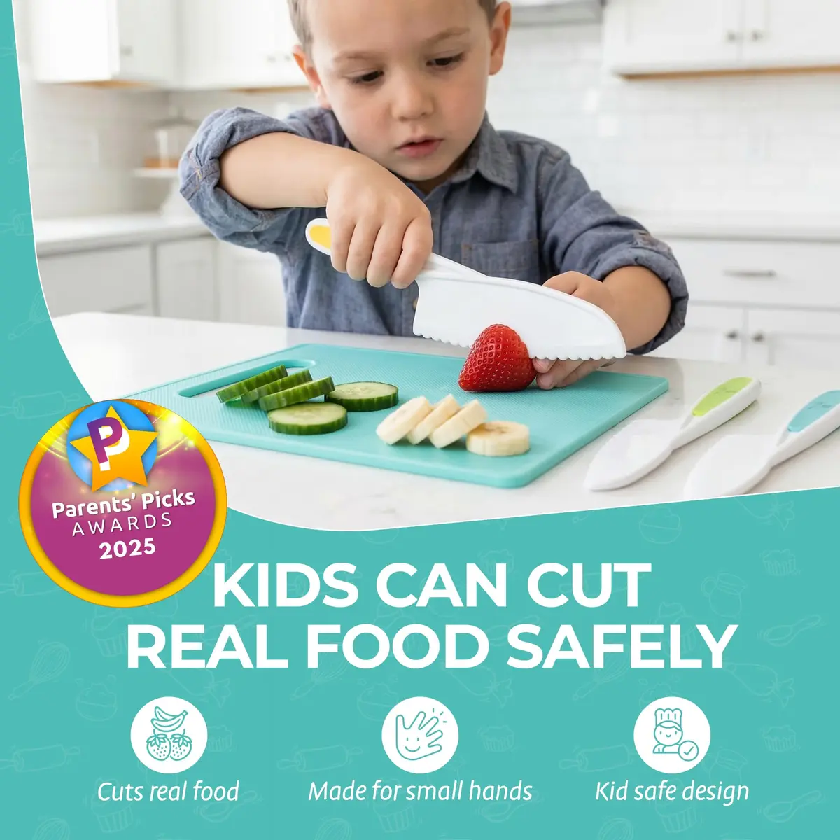 Tovla Jr. Kids Safe Knife Set for Real Cooking | Toddler Tools | Ages 4-12 | 5-Piece Set - view 2
