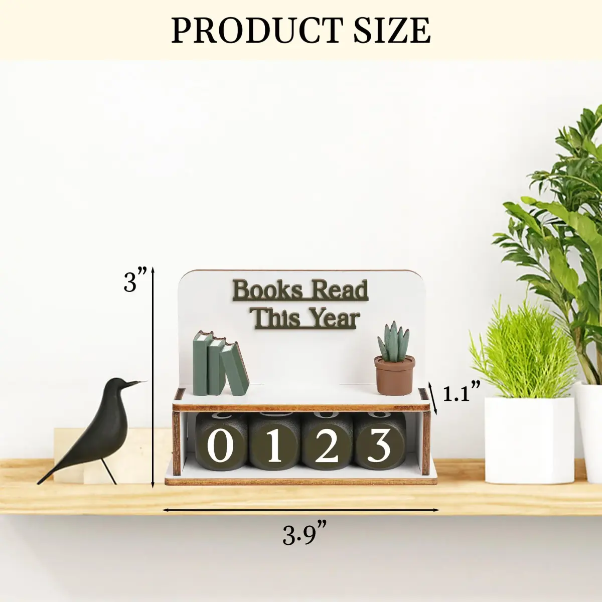 DINIZON Books Read This Year Counter, Wooden Book Reading Tracker 16.5cm (6.5" L x 4.6" W) | Track Your Reading Journey - view 4