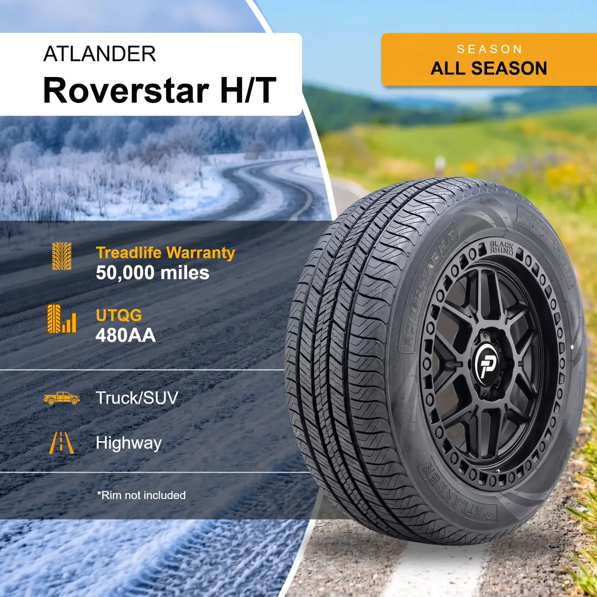 ATLANDER Roverstar H/T 235/65R18 110H XL All Season Radial Tire | Highway Terrain SUV & Light Truck - view 4
