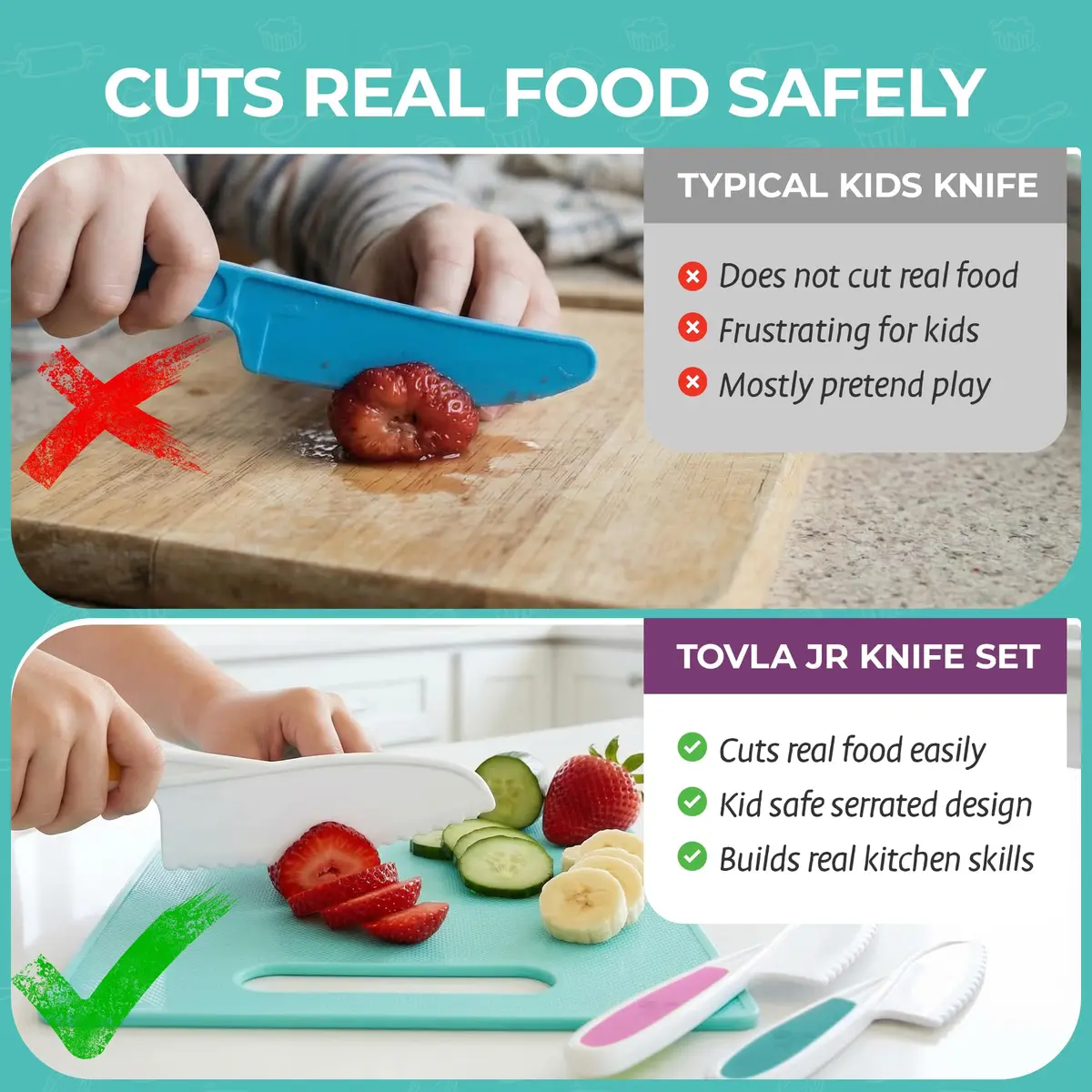 Tovla Jr. Kids Safe Knife Set for Real Cooking | 6-Piece Set - view 6