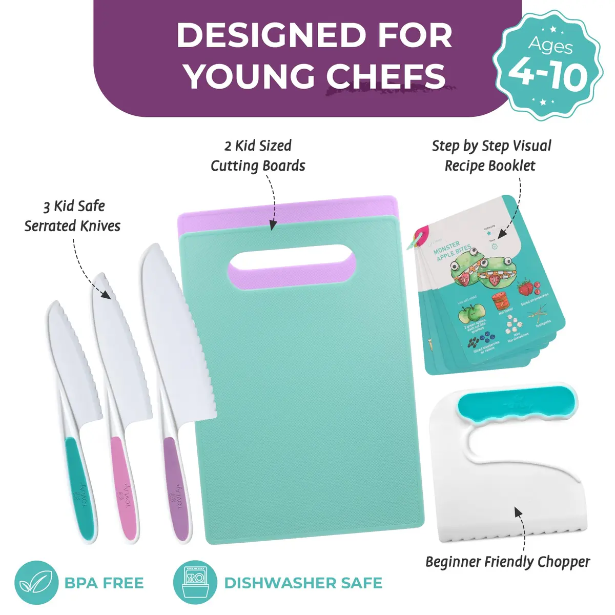 Tovla Jr. Kids Safe Knife Set for Real Cooking | 6-Piece Set - view 3