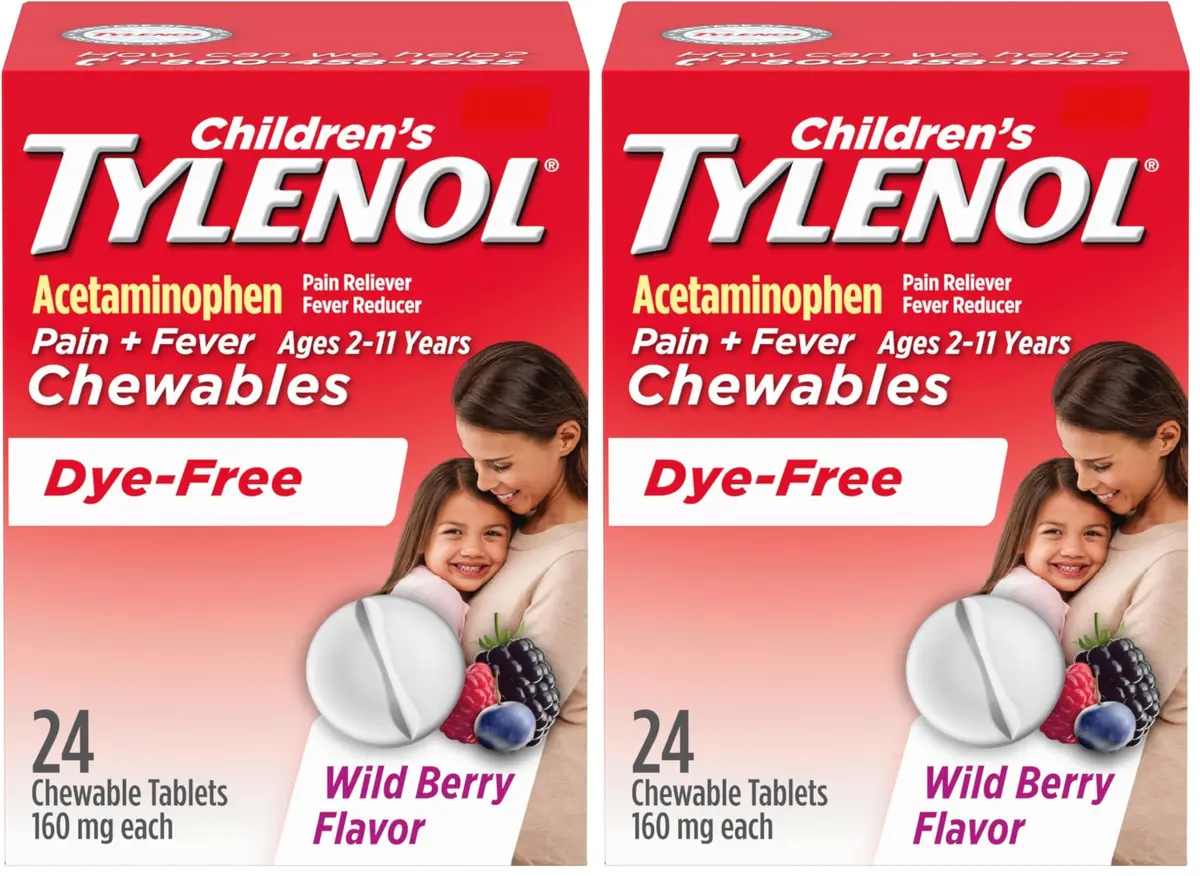Tylenol Children's Dye-Free Chewables 160 mg | Kid-Friendly Fever & Pain Relief (70-120 chars) - main product image