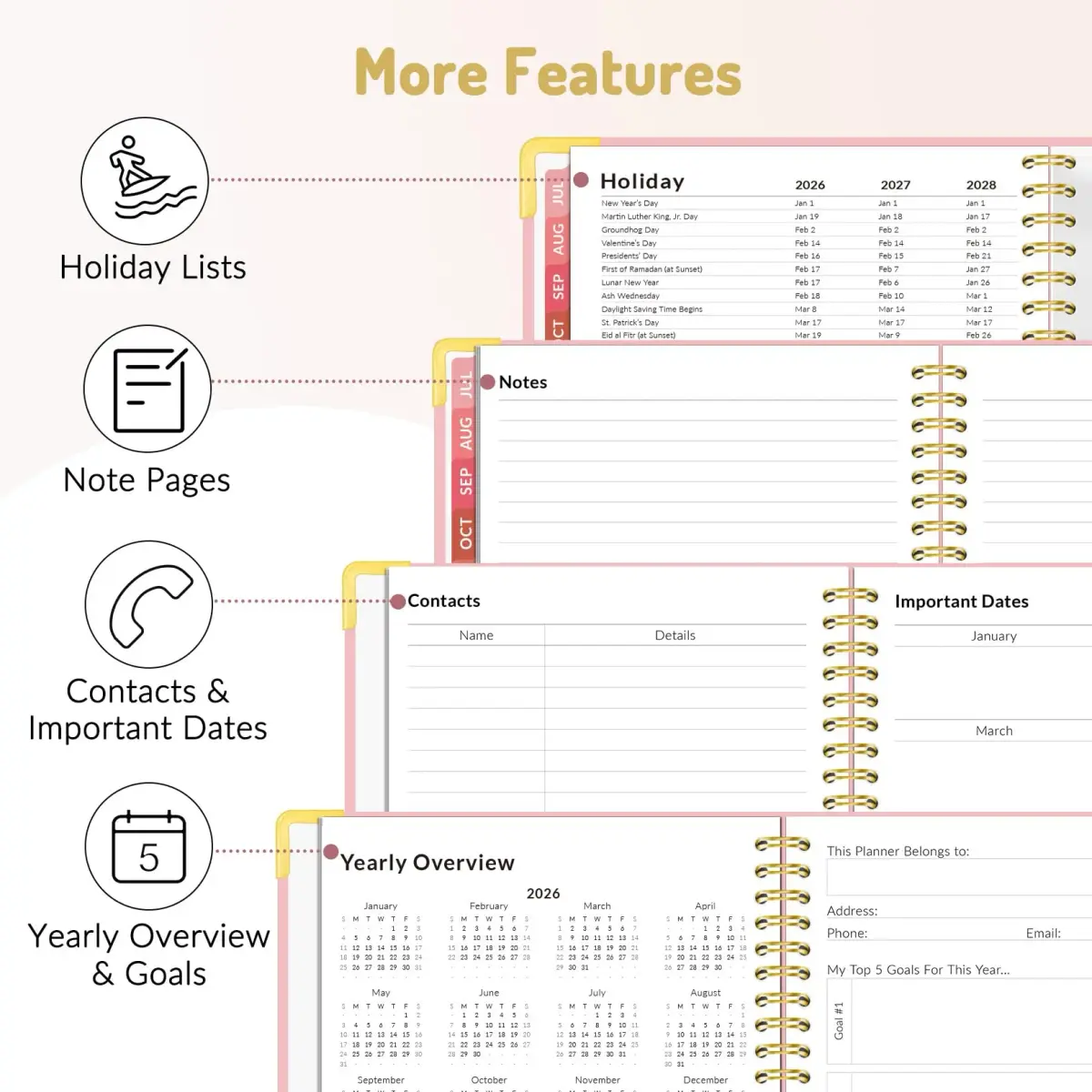 Forvencer Academic Planner 2026-2027, 8.5"x11" (21.6x27.9 cm) | Weekly & Monthly Hardcover Organizer - view 5