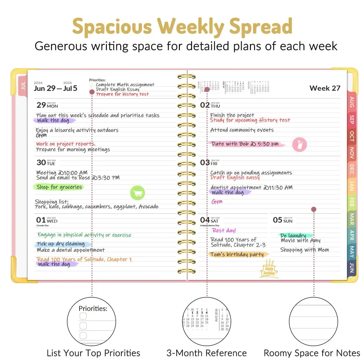 Forvencer Academic Planner 2026-2027, 8.5"x11" (21.6x27.9 cm) | Weekly & Monthly Hardcover Organizer - view 3