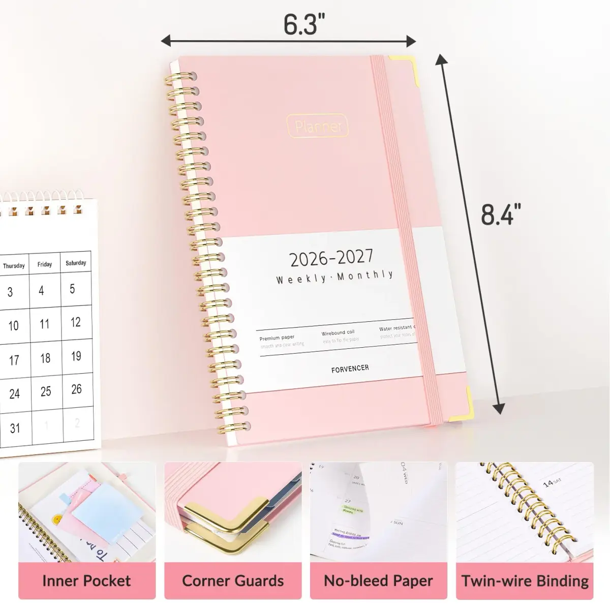 Forvencer Academic Planner 2026-2027, 16cm x 20cm (6" x 8") | Weekly & Monthly Planning for Students & Teachers - view 6