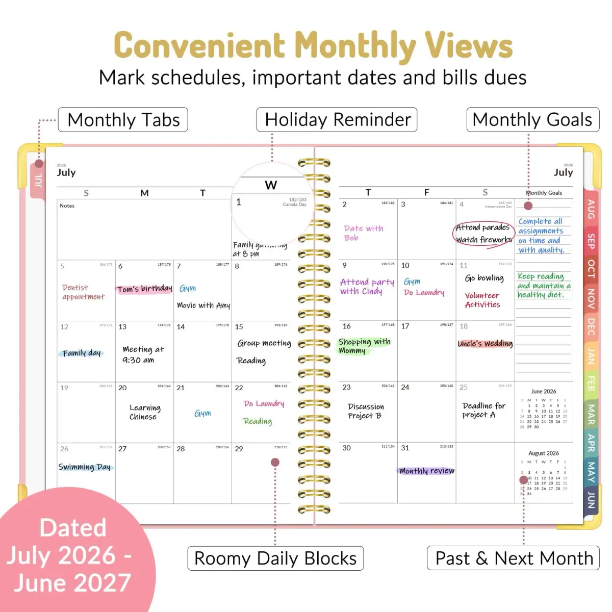 Forvencer Academic Planner 2026-2027, 16cm x 20cm (6" x 8") | Weekly & Monthly Planning for Students & Teachers - view 2