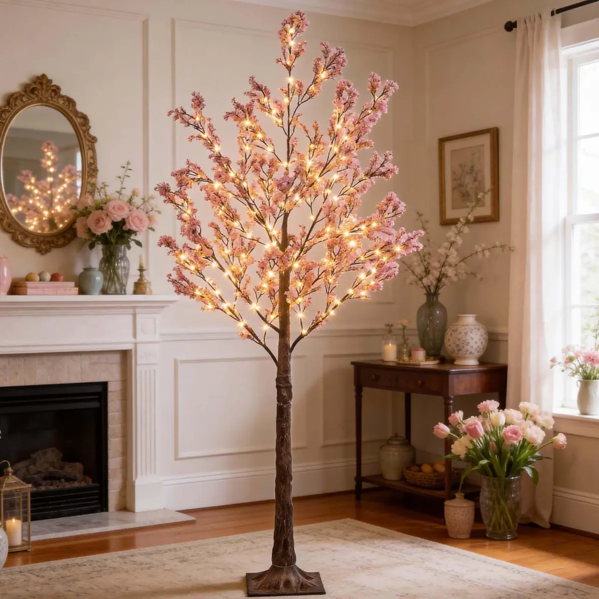 LIGHTSHARE 6FT Lighted Cherry Blossom Tree with 171 LED Warm White Lights | Indoor Outdoor Decorative Sakura Tree - view 5