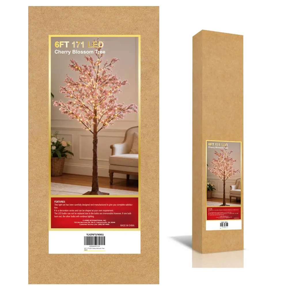 LIGHTSHARE 6FT Lighted Cherry Blossom Tree with 171 LED Warm White Lights | Indoor Outdoor Decorative Sakura Tree - view 9