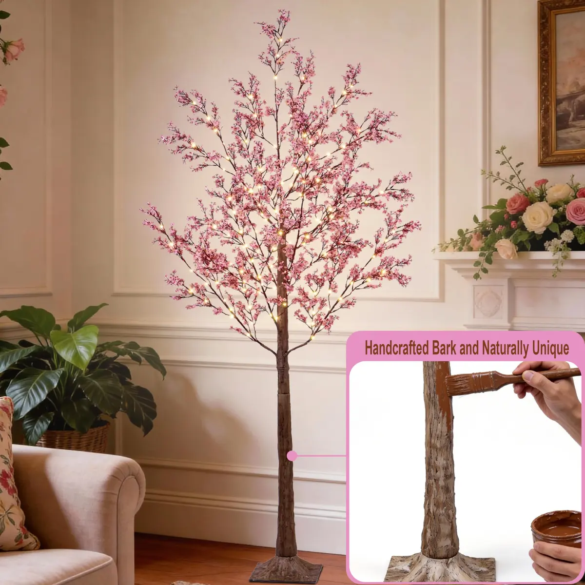 LIGHTSHARE 6FT Lighted Cherry Blossom Tree with 171 LED Warm White Lights | Indoor Outdoor Decorative Sakura Tree - view 3