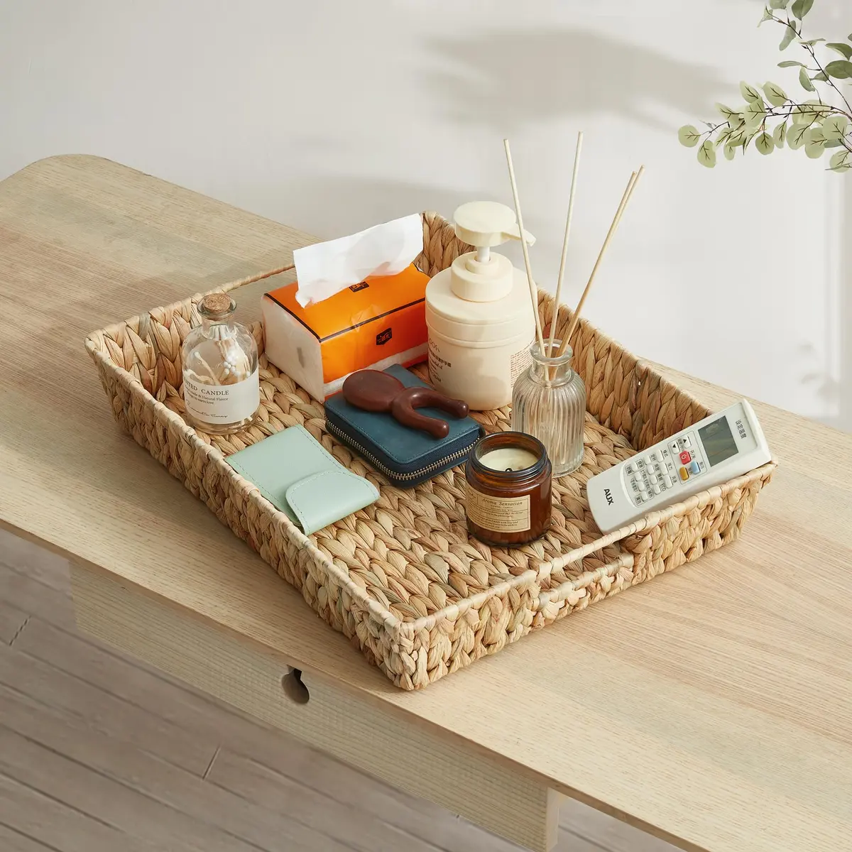 Suptinwear Rectangular Water Hyacinth Serving Tray with Handles | Hand Woven Rattan 17 Inch - view 5